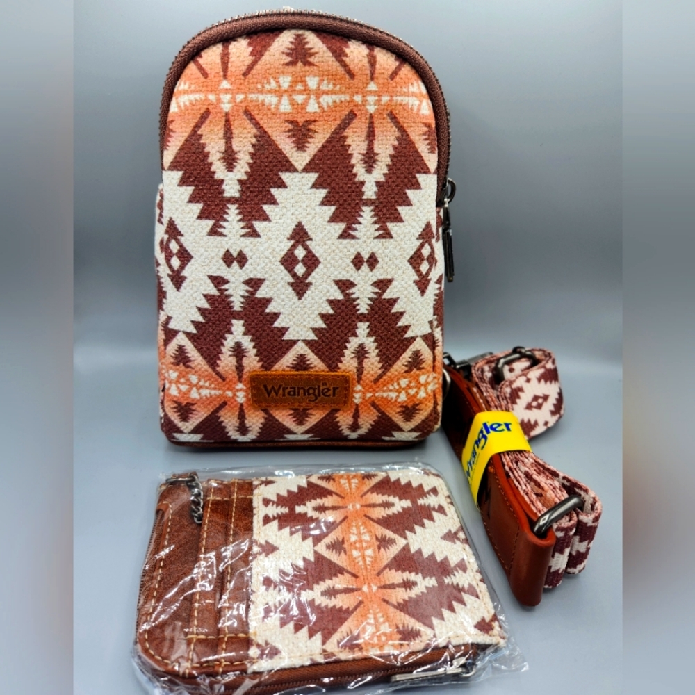 Wrangler Aztec Print Crossbody Bag and Wallet Set